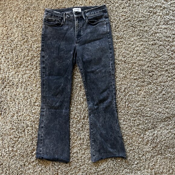 FRAME Le Crop Mini Boot Jeans in Rockstar Black Womens Size 29 Raw Hem - Picture 1 of 7